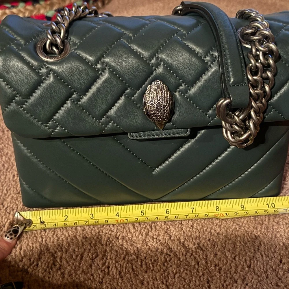 Kurt Geiger Dusky Green Quilted Leather Chain Shoulder Bag - Picture 5 of 10